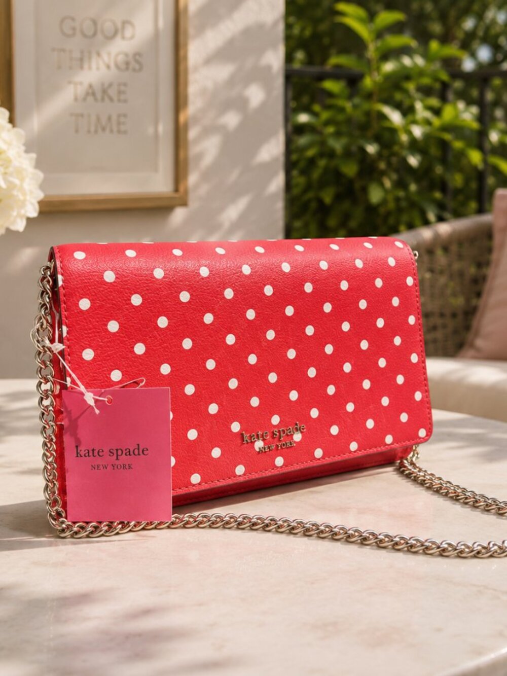 Kate Spade Pink Polka Dot Saffiano Crossbody Bag NWT